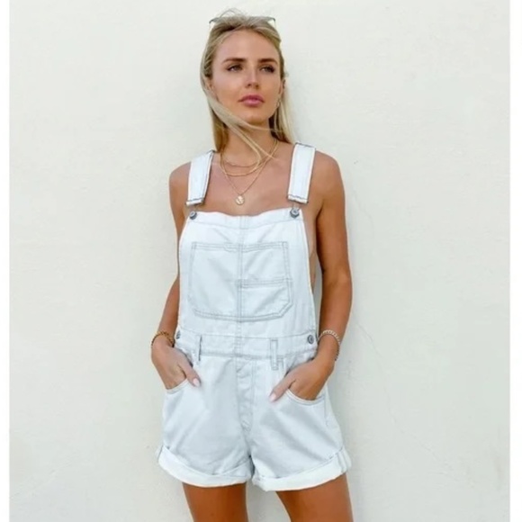 Free People We The Free Ziggy Shortalls in Light Wash Size Medium Gently Used - Picture 1 of 5